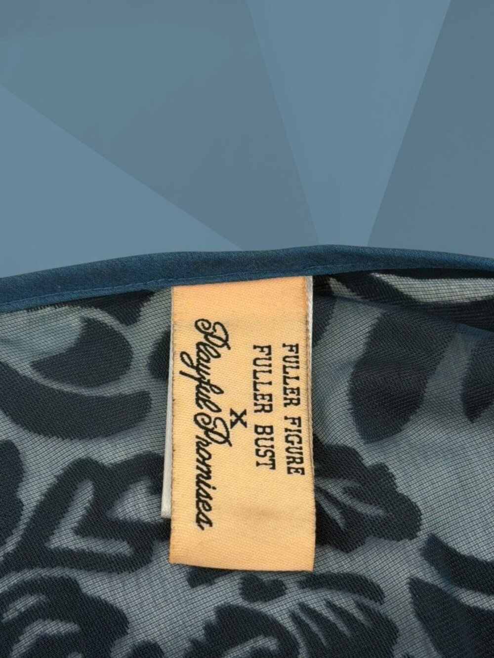 Playful Promises Fuller Bust Navy Sheer Velvet Leaf Kimono Maxi Robe Size 20 - Picture 2 of 4